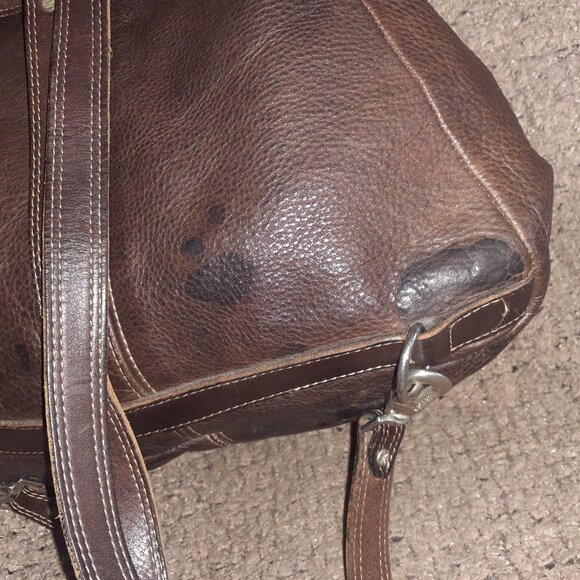 RUGBY CANADA-90's Heavy Brown Pebbled Leather-Backpack/Handbag-Excellent - Picture 5 of 15